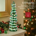 thumbnail image 4 of Best Choice Products Ceramic Christmas Tree, 15in Hand-Painted Holiday Decor w/Multicolor LED Lights  Frosted Green, 4 of 8