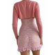 thumbnail image 4 of TRKIYQC Vestido corto ajustado con costuras de hilo de malla de encaje a la moda con cuello en V para mujer TRKIYQC moderno, 4 of 9