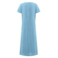 thumbnail image 5 of CHOK Robe Décontractée en Lin à Manches Courtes Col Rond pour Femmes Couleur Unie Coton Lin Robe d'Été 2024 avec Poches Gris TG, 5 of 5