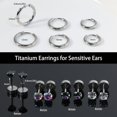thumbnail image 2 of Titanium Earrings For Sensitive Ears, Flat Back Stud Earrings Hoop Earrings Set For Women, Hypoallergenic Surgical Stainless Steel Cubic Zirconia Earrings Stud Earrings Set For Cartilage Hel[Z3167], 2 of 2
