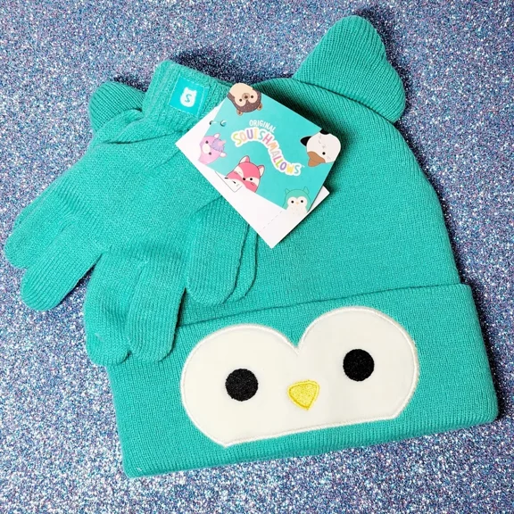 Squishmallows Winston the Owl Beanie Cap Hat Gloves NWT