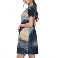 thumbnail image 2 of Xecao Baleine Dansante pour Femmes Été Robe Midi à Manches Courtes avec Poches Robe Décontractée T-Shirt Fluide Robe de Plage, 2 of 6
