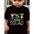 thumbnail image 1 of 1ST Grade SQUAD Arrow Letters Graphic Print Boys Breathable Sweat Absorbent T-shirt, Casual Comfortable And Lightweight Round Neck Tops For Boy In Summer, 1 of 7