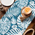 thumbnail image 4 of Palm Tree Monstera Table Runner 90 Inches Long,Cyan Blue Leaf Boho Botanical Tropical Cotton Linen Table Runners Dresser Scarves,Fabric Tabletop Scarf Furniture Cover for Home Dinner Party 13"x90", 4 of 9