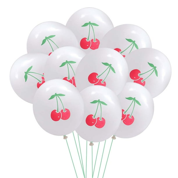 10 globos de látex con diseño de cereza de 12 pulgadas, bonitos globos para decoración del hogar, para fiestas, cumpleaños y festivales.