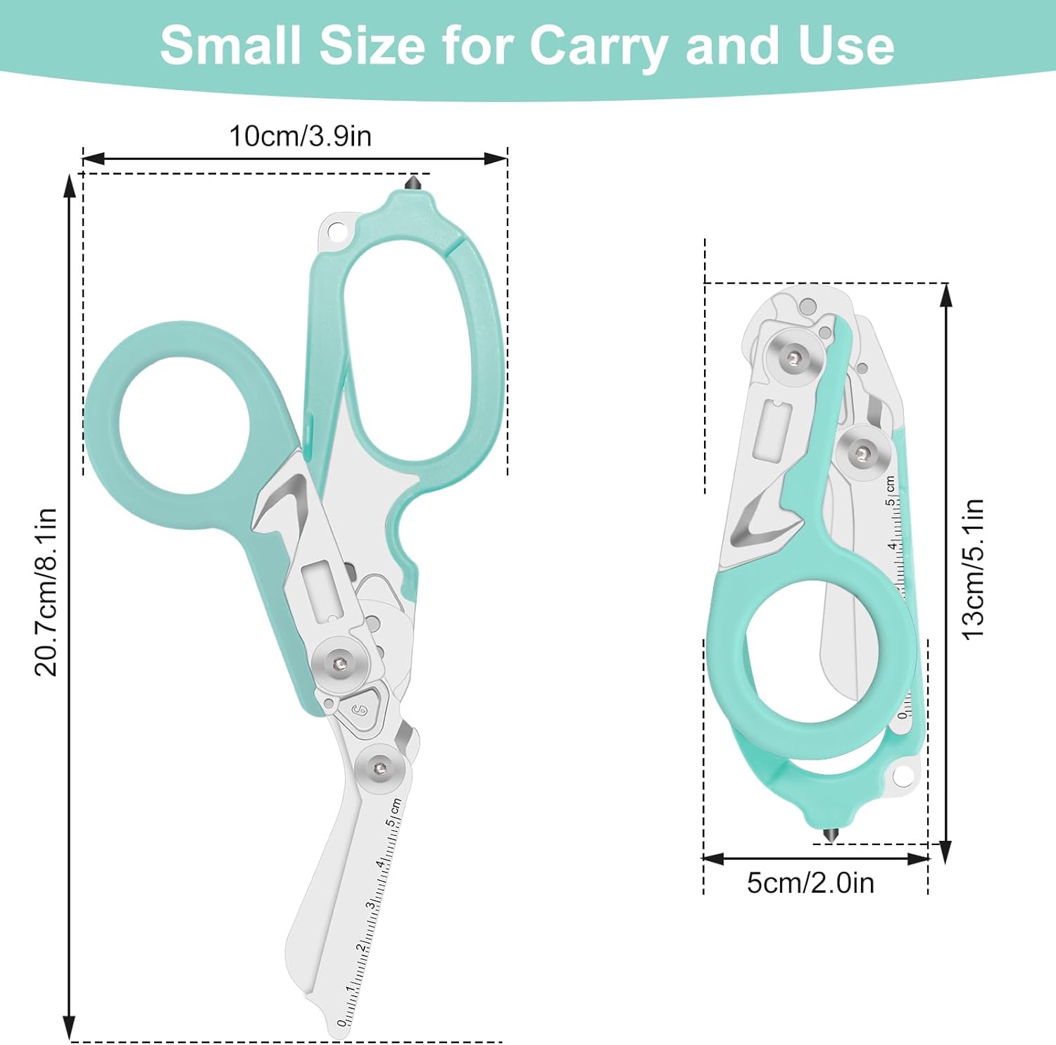 6-in-1 Foldable Trauma Shears with Holster - 420HC Stainless Steel Emergency Response Scissors, Glass Breaker