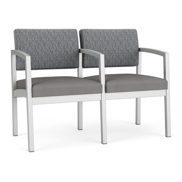 Lenox Steel Reception Waiting 2-Seat Chair / Silver Steel / Gray / Gray
