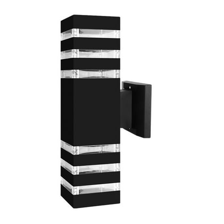 

Square LED Wall Light E27 Head Indoor Outdoor Waterproof Sconce Up Down Porch Lamp (Black)