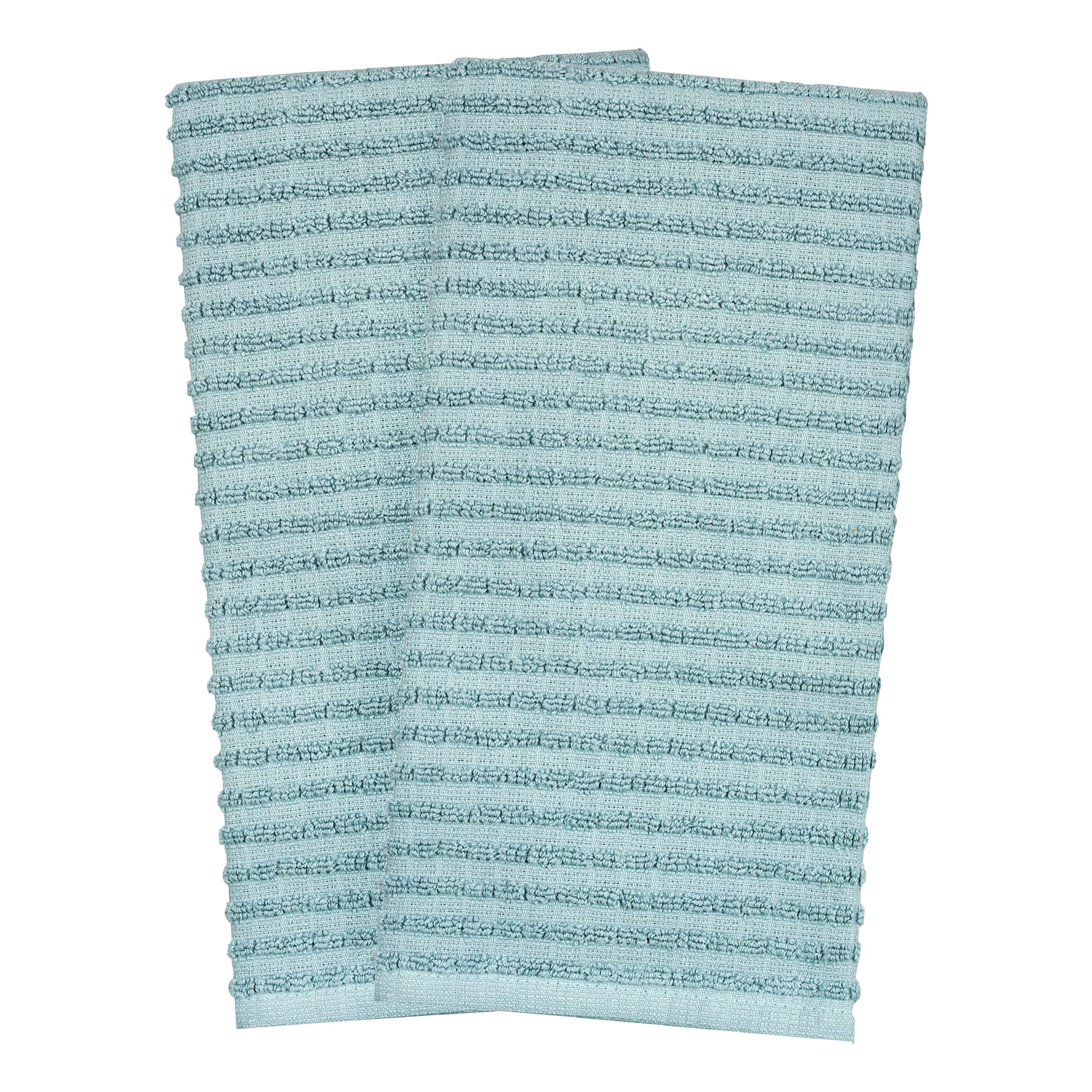 RITZ Royale Collection 100% Combed Terry Cotton, Oversized Kitchen Towel Set, 4-Pack, Solid & Coordinate, Dew