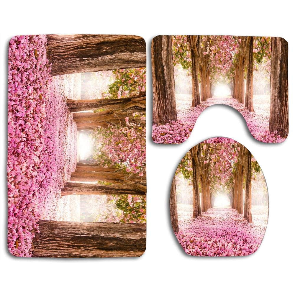 CHAPLLE Cherry Blossom Trees 3 Piece Bathroom Rugs Set ...