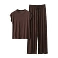 thumbnail image 3 of Juslio Womens Pajama Sets Solid Homewear Fashion Modal V-Neck Tops and Pants 2 Piece Matching Pajamas Sets XL, 3 of 5