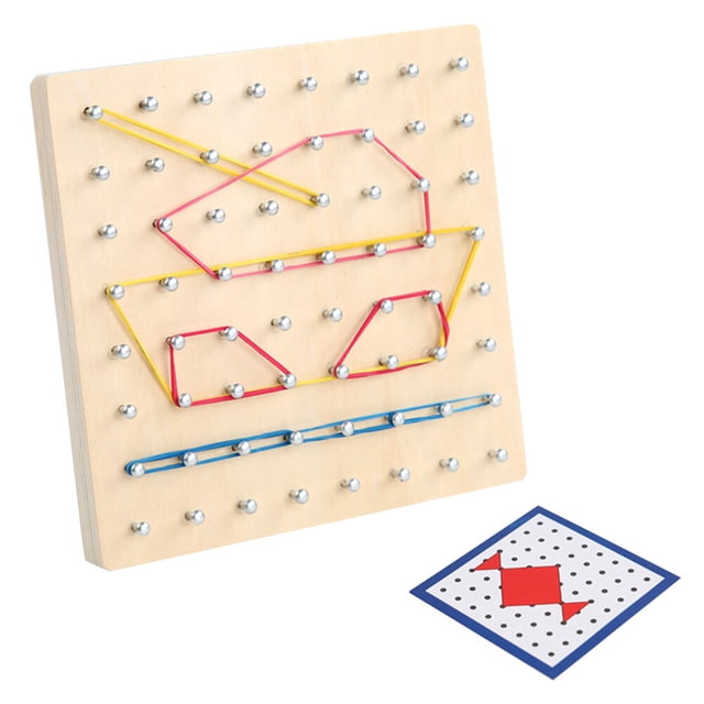 MasteelfCA Wooden Creative Geoboard Children Pegboard Toy Geometric Shape Learning Tool