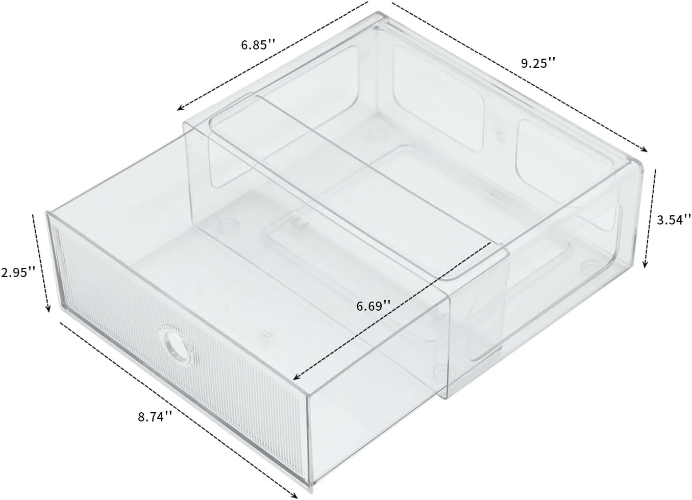 Clear Desk Organizers and Accessories, Plastic Drawer Storage Bins for Home Office Supplies, Marker Pen, Art Crafts, Makeup, Stackable Container for Bathroom, Cabinet, Pantry, 2 Drawers