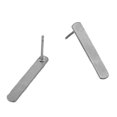 thumbnail image 2 of Small Oval Bar Brushed Stainless Steel Vertical Stud Earrings Mens Womens, 2 of 6