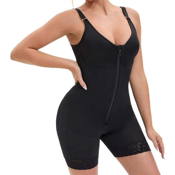 Fajas Colombianas Postpartum Full Shapewear for Women Tummy Control Body Shaper Butt Lifter with Zipper Crotch