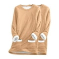 thumbnail image 3 of Feancey 2PC Womens Fleece Sweatshirt Winter Warm Crewneck Sherpa Lined Shirts Long Sleeve Casual Fuzzy Pullover Comfy Warm Loungewear Thermal Tops with Pockets Khaki S, 3 of 4