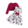 thumbnail image 2 of UACY 2PCS Little Toddler Girls Dress with Cardigan Floral Dresses Ruffle Shrug Sweaters Spring Full Clothes, 2 of 3