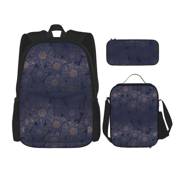 Fotbe Sunflowers Set Escolar 3 en 1 para Niños - Mochila Duradera con Lonchera Aislante y Estuche para Lápices - Mochila Escolar para Niños y Niñas