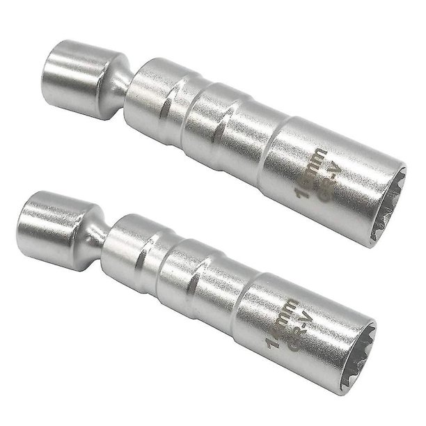 Paquete de 2 llaves universales flexibles para bujías, enchufe magnético para bujías, herramienta de instalación de extracción