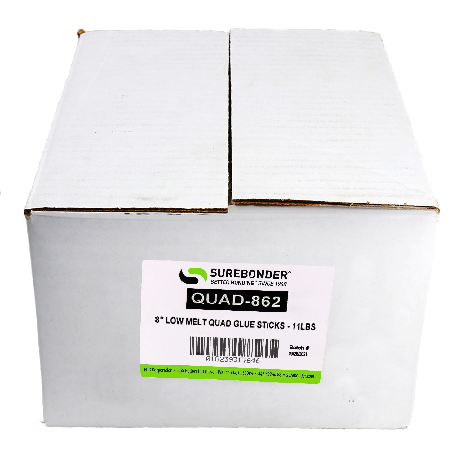 QUAD-862 Low Temperature Packaging Glue Sticks for 3M™ Quadrack Glue Guns - 5/8" x 8" | 11 lb Box