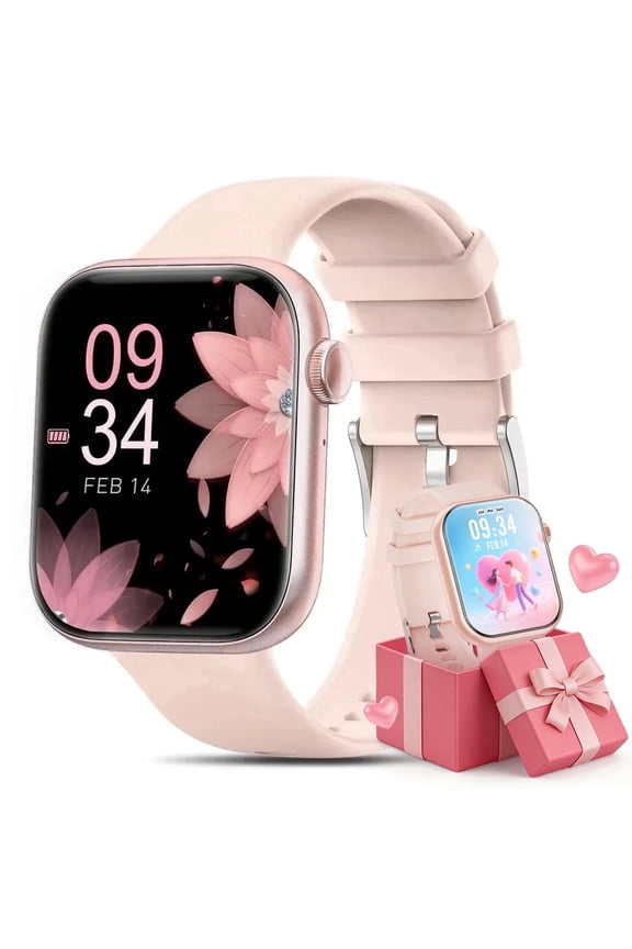 1.85''HD Men Womens Smart watch,with Bluetooth Answer/Make Calls/120+Sports Modes/10 Days Standby, IP68 Waterproof Fitness Tracker Fits for Android Iphone Devices, perfect giftPink