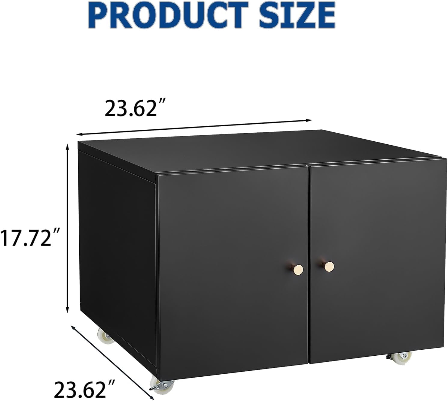 Metal Printer Stand with File Storage Cabinet, Printer Cabinet File Cabinet On Wheels with Door and Adjustable Shelf, Printer Table Stand for Home Office 17.72" H Black