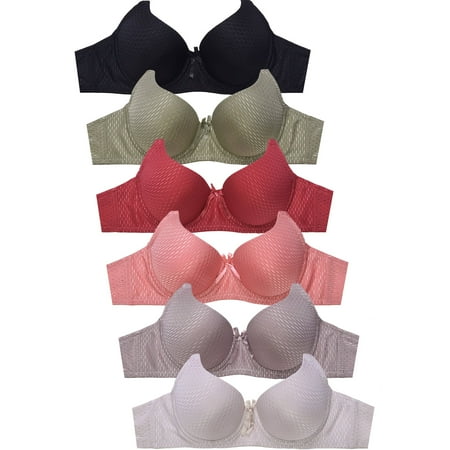 

247 Frenzy Women s Essentials Mamia PACK OF 6 Full Coverage Jacquard Bras
