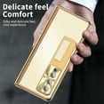 thumbnail image 3 of ELEHOLD for Samsung Galaxy Z Fold 3 5G 2021 6.7 inch Rugged Case, Aluminium Alloy Built-in Screen Flim Camera Lens Protector Hidden Kickstand Shockproof Case Cover for ZFold 3,Gold + Dark Gold, 3 of 7