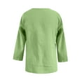 thumbnail image 3 of DuoJiaJ Womens Long Sleeve Shirts V Neck Tops Casual Fall T Shirts Loose Fit Basic Top Green S, 3 of 4