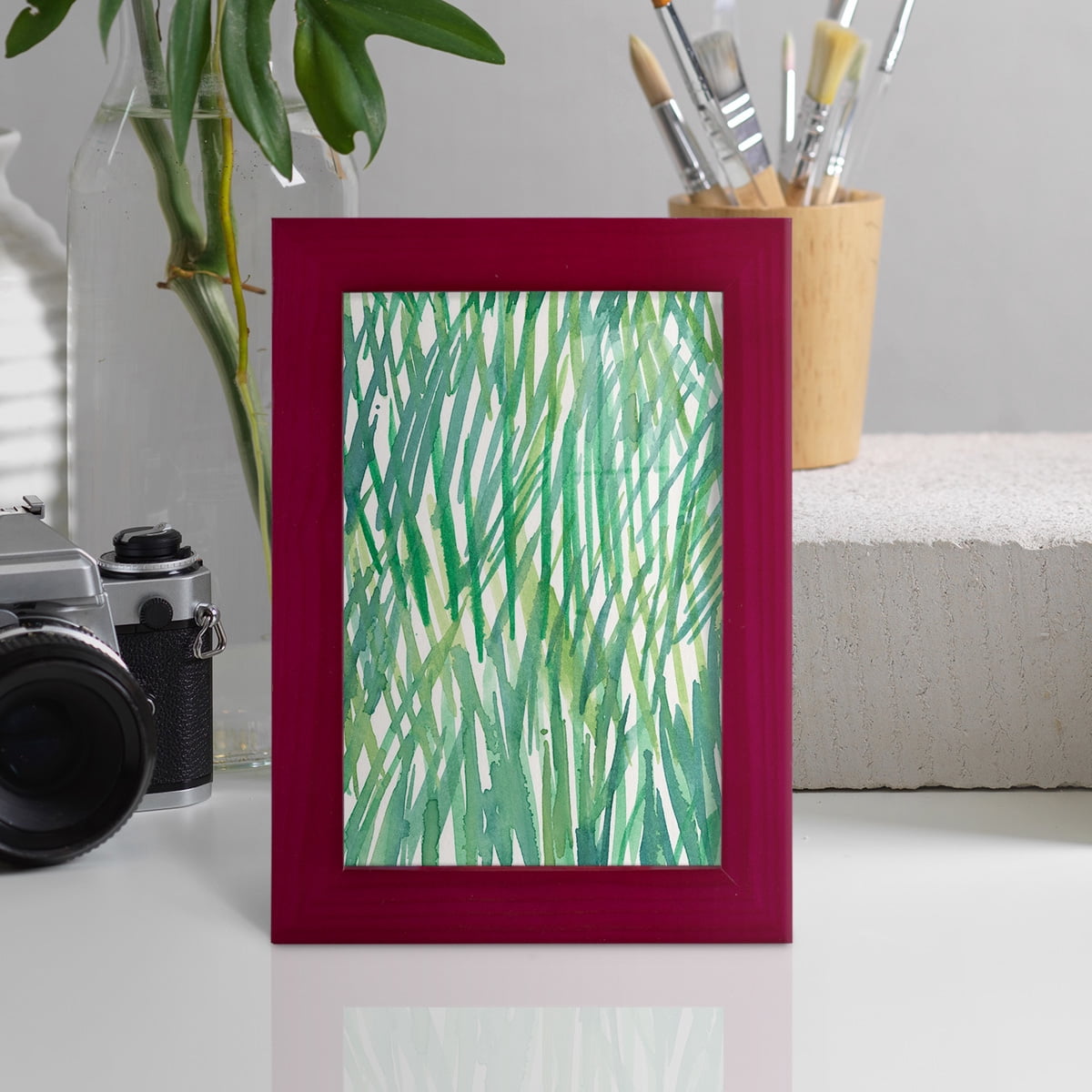 Just Grass I - Framed Print w/glass - Cherry Red