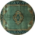 thumbnail image 1 of Ahgly Company Machine Washable Indoor Round Persian Turquoise Blue Traditional Area Rugs, 5' Round, 1 of 4