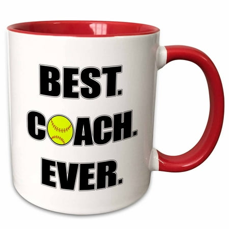 3dRose Softball Best Coach Ever - Two Tone Red Mug, (Best Softball Coach Gifts)