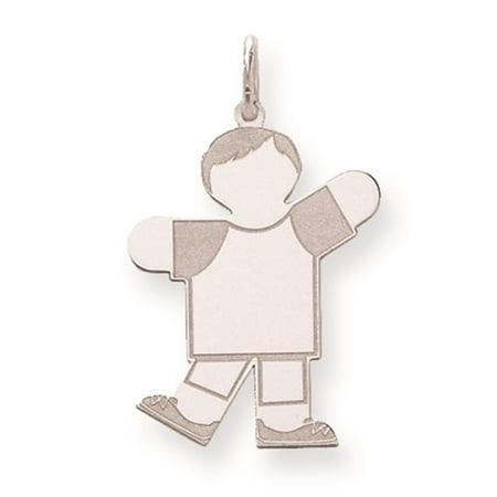 925 Sterling Silver Laser Polished Kid Solid Charm Pendant 30mmx17mm