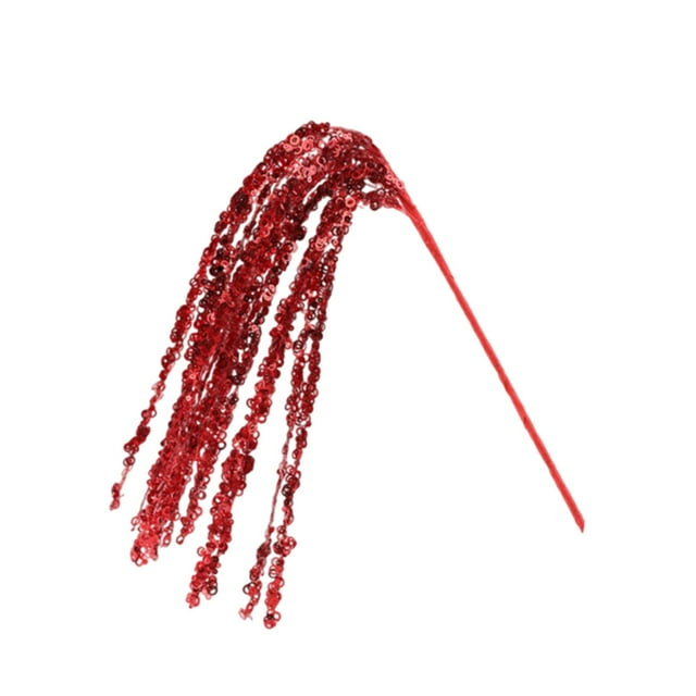 Adorno de púa con purpurina artificial, púas navideñas falsas, brillantes y festivas. Rojo