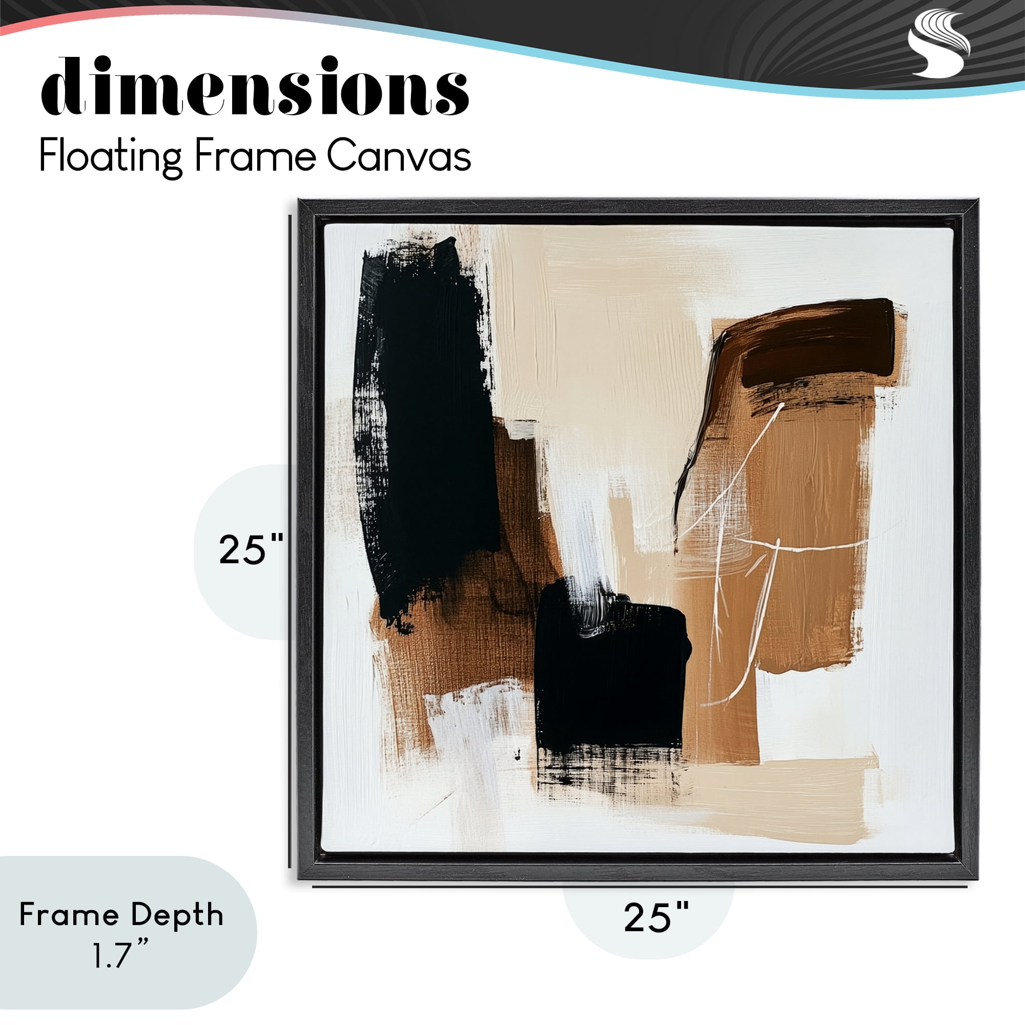 Stupell Industries Earthy Hues Neutral Balance Black Framed Floater Canvas Wall Art, design by Petal Prints Design