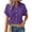 Purple, variant on Outfmvch Linen Shirts Women Cotton Linen Button Down Shirt Women Lapel Gauze Tops Cotton Gauze Tops Womens 3/4 Sleeve Button Down Shirts Brown 3XL