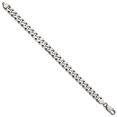 thumbnail image 2 of Diamond2Deal 925 Sterling Silver Antiqued 9.3mm Curb Chain Bracelet for Men 8", 2 of 5