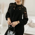thumbnail image 2 of Besolor Womens Buttton down Shirts Trendy Floral Lace Splicing Long Sleeve Tops Casual Elegent Ladies Going out Blouses, 2 of 8
