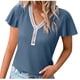 thumbnail image 2 of Fiudx Ofertas Relámpago Blusas de Pullove Informales Sólidas de Manga Corta con Botones y Cuello En V de Verano para Mujer a La Moda, 2 of 6
