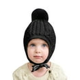 thumbnail image 2 of OYXSER Toddler Baby Winter Hat Warm Fleece Lined Knit Kids Hat with Earflap Pom Pom Beanie Knit Cap Boys Girls, 0-3 Years, 2 of 5