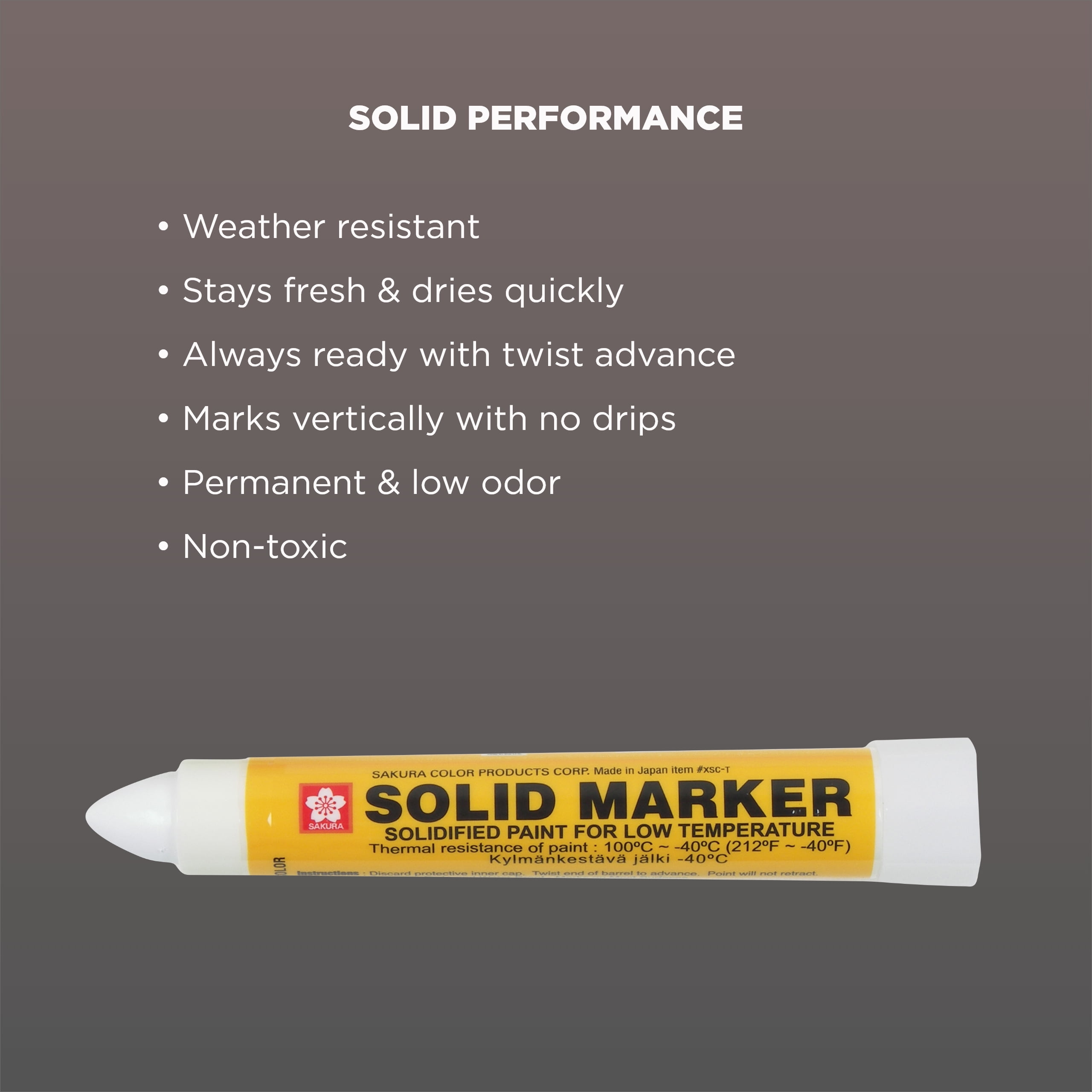 Sakura Solid Paint Markers with Twist Up Tip - Low Temperature Permanent Marker Pens - Window, Wood, & Glass Marker - White Paint - 12 Pack