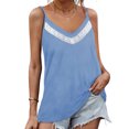 thumbnail image 4 of USSUMA Womens Summer Tops and Blouses Trendy V Neck Flowy Color Block T-Shirts for Women Dressy Casual Sleeveless Spaghetti Strap Camis Shirt Tunics Plus Beach, 4 of 5