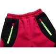 thumbnail image 2 of Povozer Kids Boy's Youth Windproof Waterproof Hiking Ski Snow Pants, Soft Shell Waist Warm Insulated Trousers(Red,9-11 Years), 2 of 4