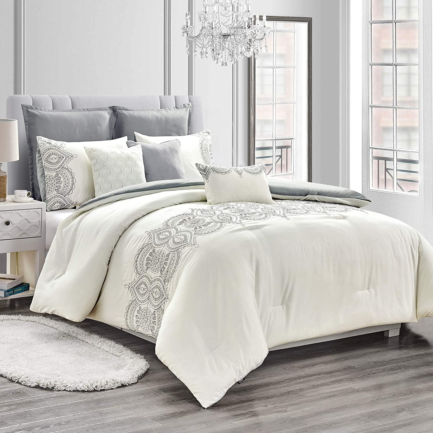 HGMart Bedding Comforter Set Bed In A Bag - 8 Piece Luxury Microfiber ...