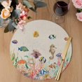 thumbnail image 3 of Seahorse Coastal Round 13 Inch Placemats Set of 4, Nautical Ocean Summer Beach Coral Rustic HeatResistant Non Slip Place Mats for Dining Table, Wipeable Braided Kitchen Table Mats for Housewarming, 3 of 9