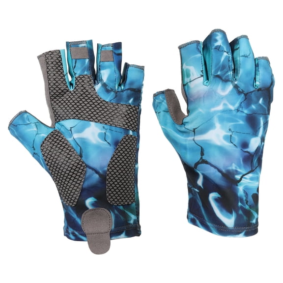 Uxcell Fishing Gloves Breathable Fingerless Fishing Sun Protection Gloves for Men and Women, Blue (XL Size)
