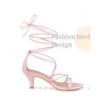 thumbnail image 3 of BLISSFUL STEP Strappy Kitten Heel Lace Up Sandals for Women, 3 of 4