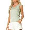 thumbnail image 4 of INSPIRE CHIC Women's Satin Pajamas Tank Top V Neck Sleeveless Silky Casual Shirt Blouse M Pea Green, 4 of 6