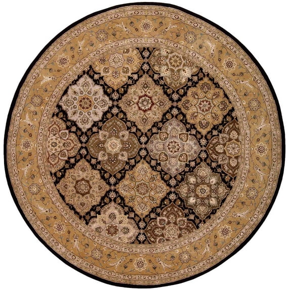 Nourison Traditional 2211 Area Rug-Color:Black,Shape:Round,Size:8' X 8'