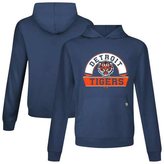 Men's Levelwear Navy Detroit Tigers Relay Banner Arch Pullover Hoodie